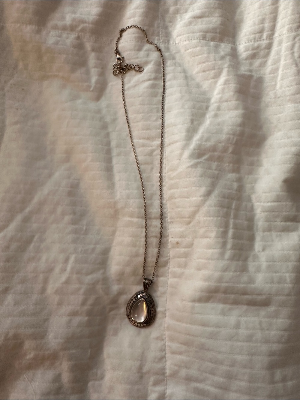 Vintage Anna Beck Teardrop Pendant Necklace with Stone - Women Jewelry